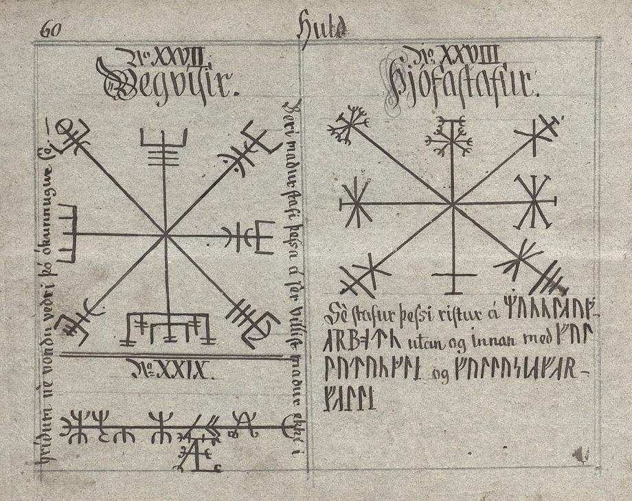 Bilder für Vegvísir und Þjófastafur aus dem Huld Manuskript